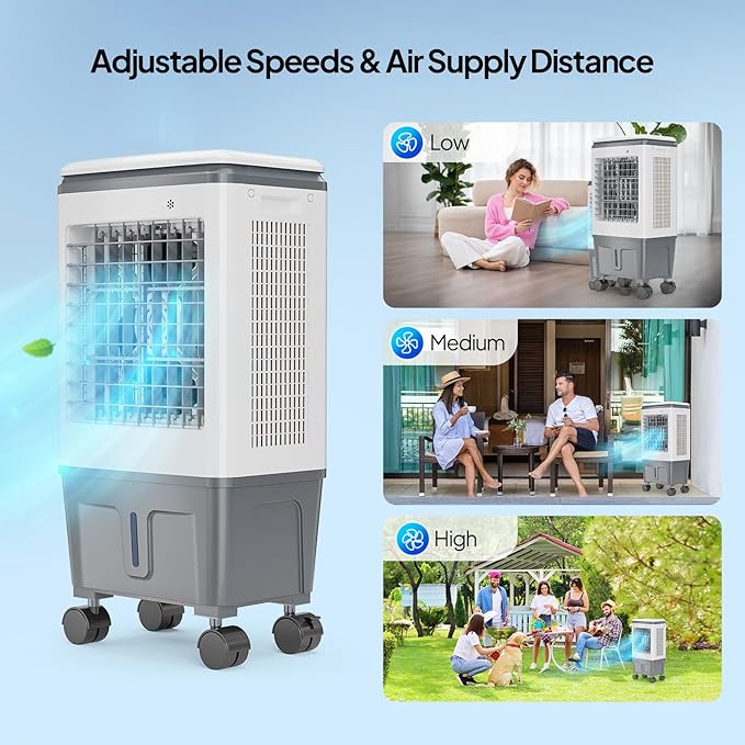 ROVSUN 1400CFM Evaporative Air Cooler, 5.2 Gal Portable Swamp Cooler - Image 7
