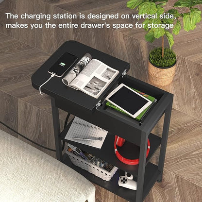 LIDYUK End Table with Charging Station, Flip Top Side Table with USB Ports and - Image 4