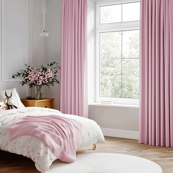 Beauoop Pink 100% Blackout Curtains 63 Inch Long 2 Panels - Image 5