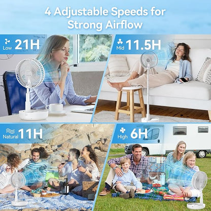 Primelove Portable Oscillating Rechargeable Fan, Battery Operated - Image 5