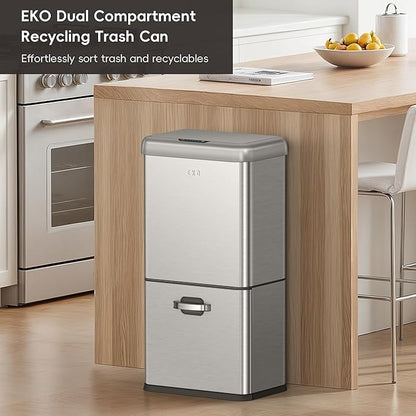 EKO Vintage 50L / 13.2 Gallon Motion Sensor Trash Can, Dual Compartment 32L + - Image 3