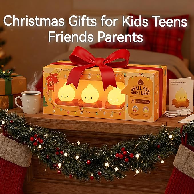 3 PCS Campfire Night Light, Rechargeable Flame Lamp, Cute Desk Lamps - Image 2