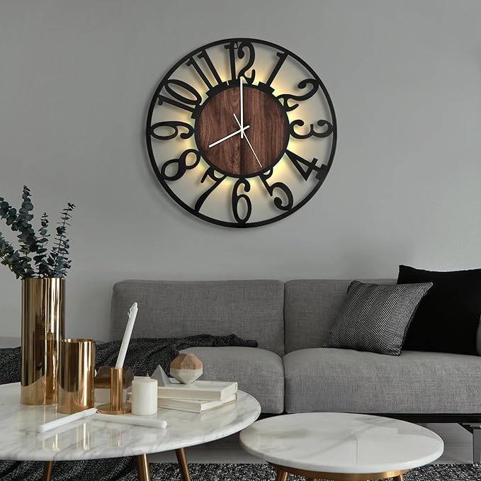 LEIKE Large Wall Clocks with Night Light Battery Operated, Silent Non Ticking - Image 8