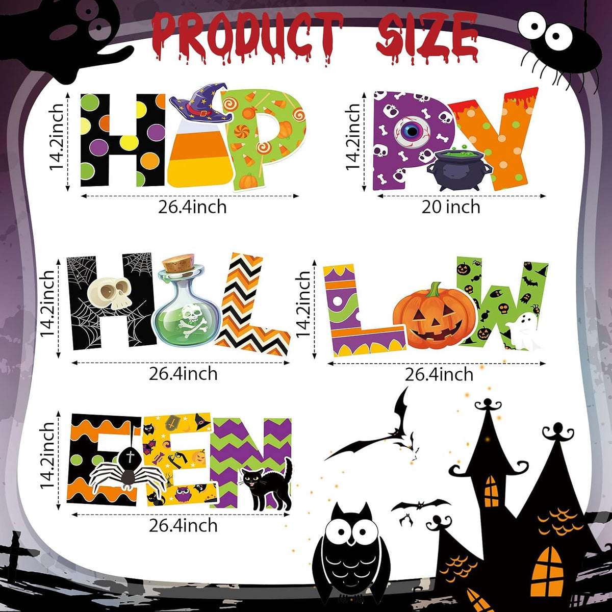 Yerliker 5 Pcs Happy Halloween Yard Sign Large Outdoor Lawn Decoration