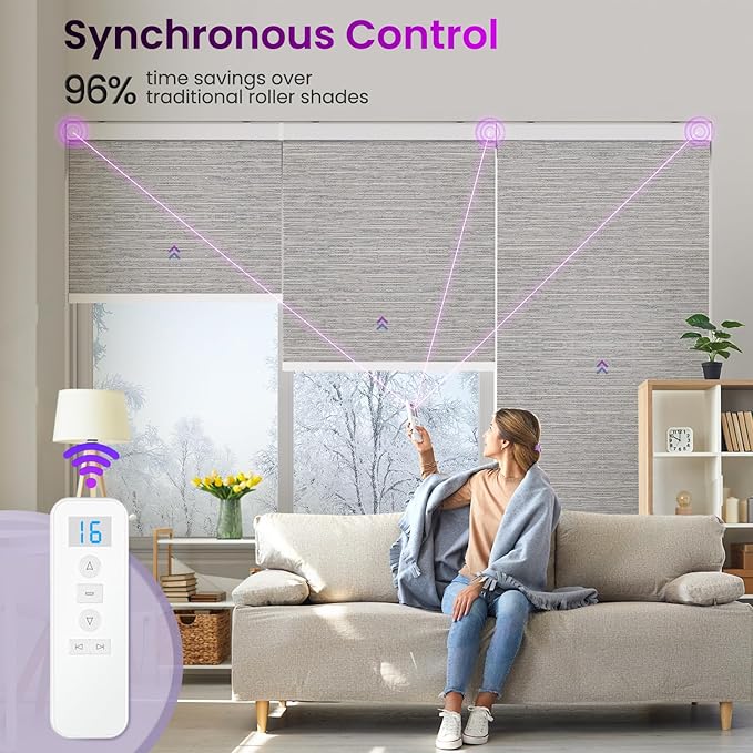 Astomi Motorized Smart Blinds for Windows, Automatic Roller Blackout Shades - Image 2