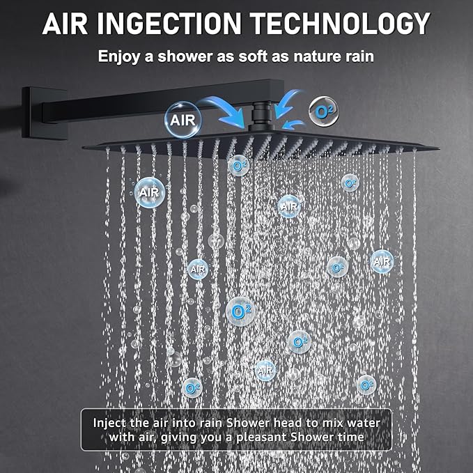 Iriber Shower Set with 12 Inch High Pressure Rain Shower Head and Handheld and - Image 2