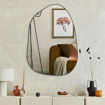 PERFNIQUE Irregular Wall Mirror Asymmetrical Mirror, 27''x19'' Black Mirror for Bathroom Bedroom Living Room Entryway, Decorative Modern Wall Decor, Wall Mounted Mirror (Black, 27''x19'')