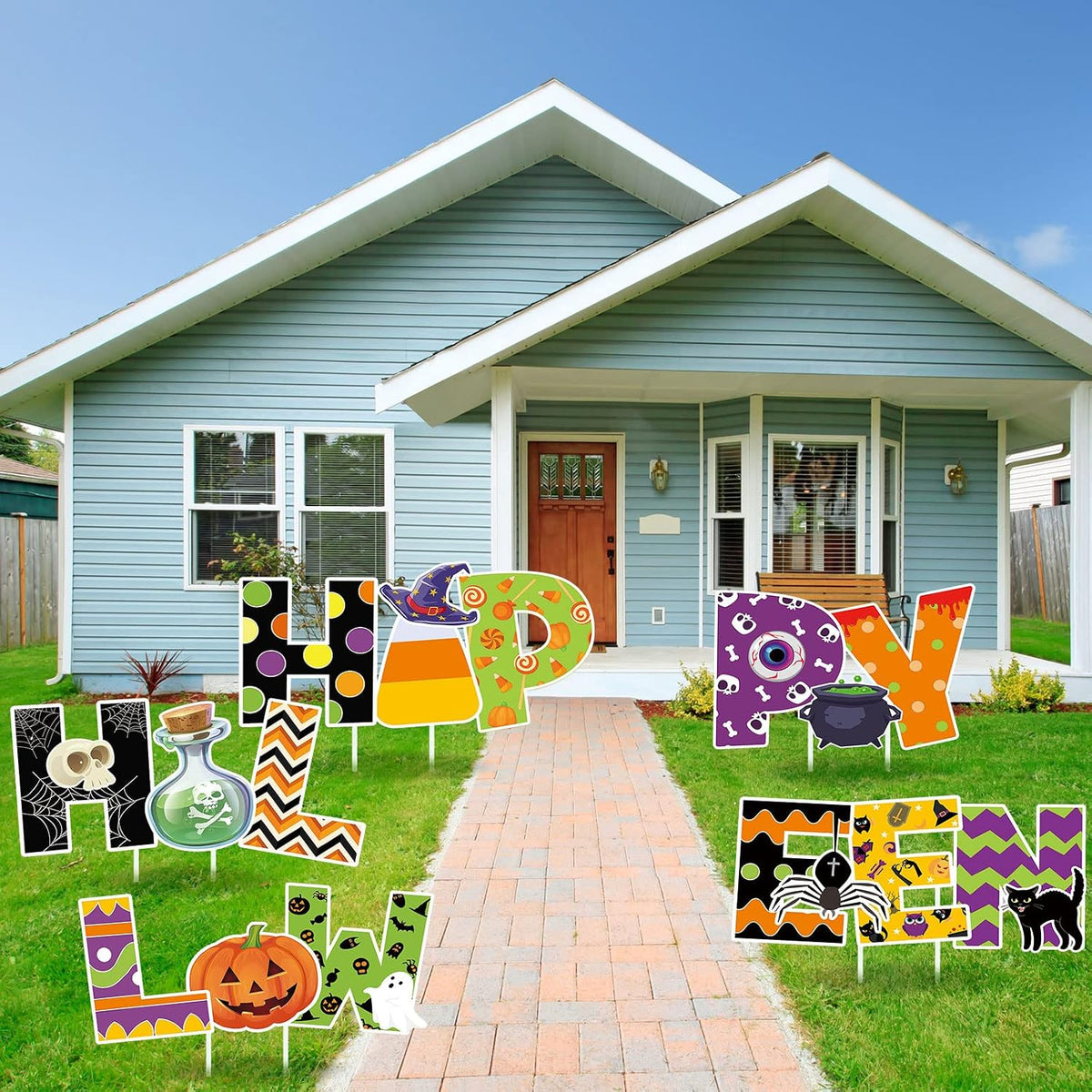 Yerliker 5 Pcs Happy Halloween Yard Sign Large Outdoor Lawn Decoration