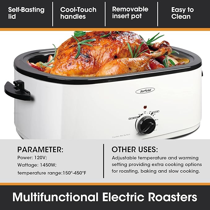 Sunvivi 26-Quart Roaster Oven, Electric Roaster Oven - Image 8