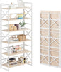 4NM 6 Tiers No Assembly Book Shelves, 61.8" H Folding Bookshelf Bookcase Open by 4NM