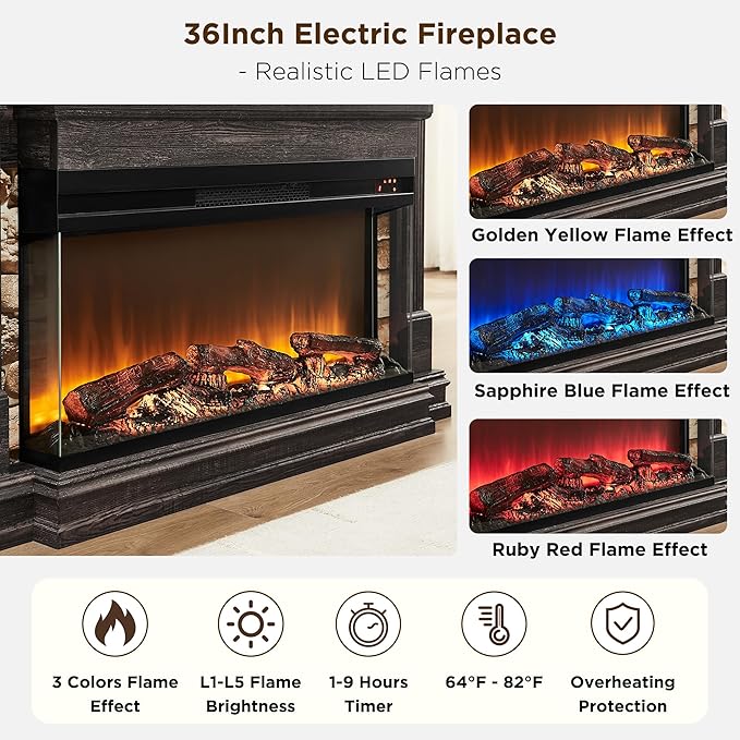 OKD 52 Inch Electric Fireplace - Image 3