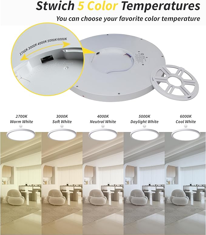 4Pack 12 Inch Dimmable LED Flush Mount Ceiling Light Panel, 24W 2520LM - Image 5