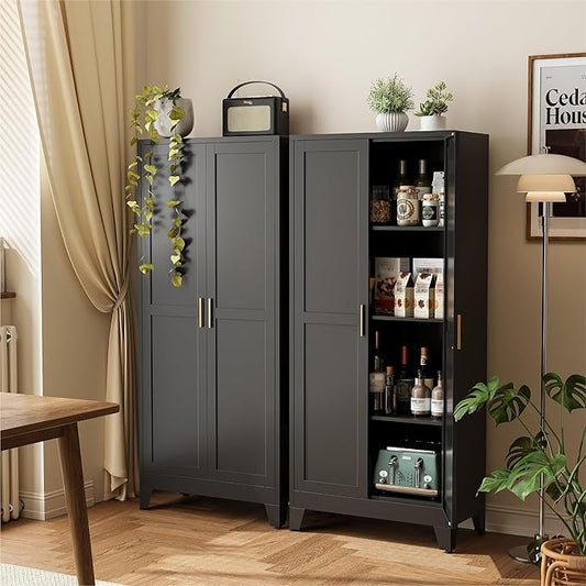 COFaR 61" Tall Pantry Cabinet in Black, Modern Storage Cabinet by COFAR