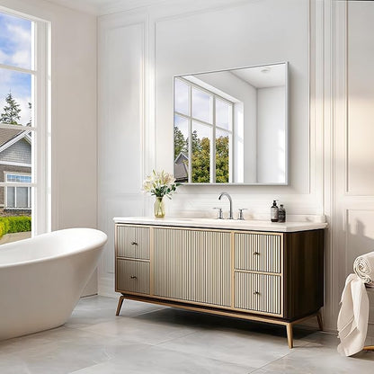 Silver Bathroom Mirror for Wall, 30x30 Inch Rectangle Mirrors - Image 3