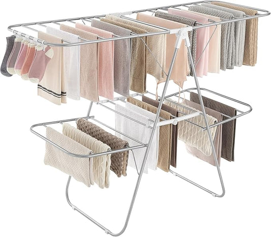 SONGMICS Clothes Drying Rack, Foldable 2-Level Laundry Drying Rack, by SONGMICSbySONGMICSHOME