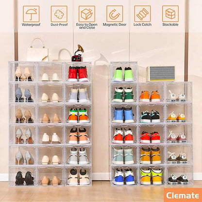Clemate Upgraded X-Large Shoe Storage Box, 8 Pack, Shoe Box Clear Plastic - Image 3