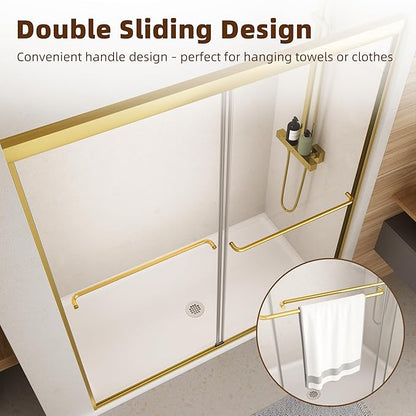 Shower Door, 44-48" W x 70" H Semi-Frameless Double Sliding Glass Shower Door - Image 4