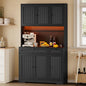 Pantry Cabinet with Charging Station and Light, Tall Kitchen Pantry Storage by BORNOON