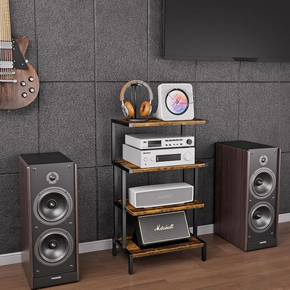 Aquzee Game Console Stands, 4-Tier AV Media Shelf, Stereo Stand, Wood Gaming - Image 4