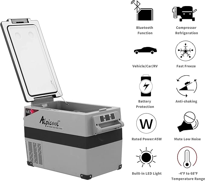 Alpicool LGCF45 Portable Refrigerator 12 Volt Car Freezer 42 Quart Mini Fridge - Image 2