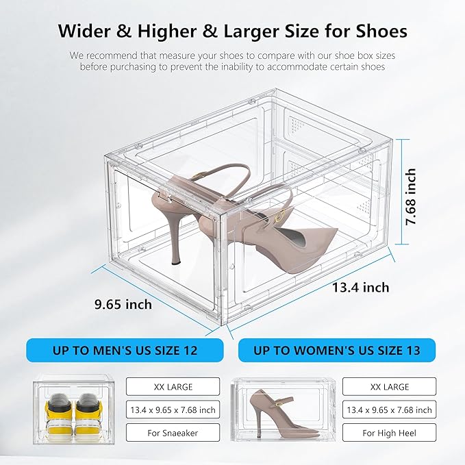 12 Pack Hard Sturdy Thickened Rigid XX Large Shoe Storage Organizer - Image 4