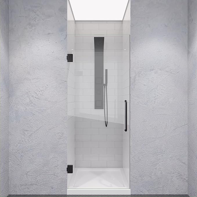 ANZZI 70" x 24" Frameless Shower Door in Gun Metal Black, Passion Water - Image 3