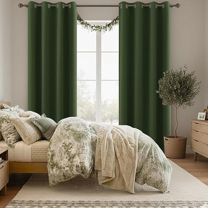 KOUFALL Forest Green Blackout Curtains, 52 x 90 Inches Long, Grommet Thermal - Image 2