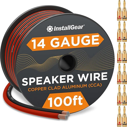 InstallGear 14 Gauge Speaker Wire - 100 Ft Copper Clad Aluminum Speaker Cable - by InstallGear