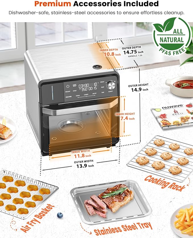 Nuwave Combi Steam Oven, Non-Toxic Stainless Steel Multi-Cooker - Image 9