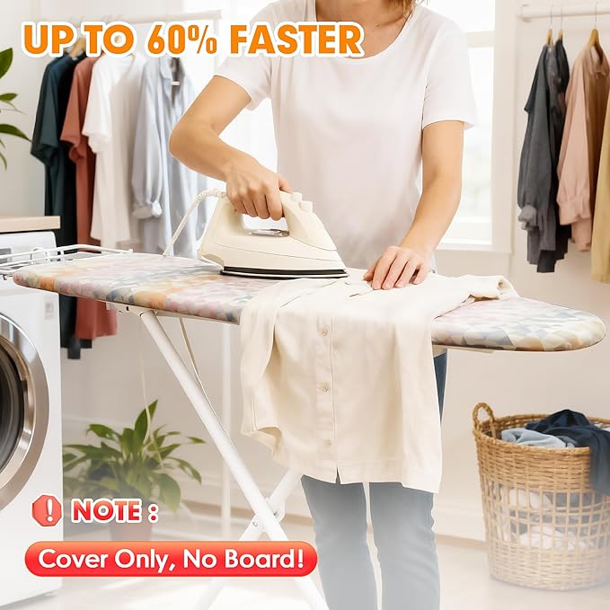 Ironing Board Cover and Pad, 18x49 Extra Wide Thick Iron Padding, Scorch & - Image 2