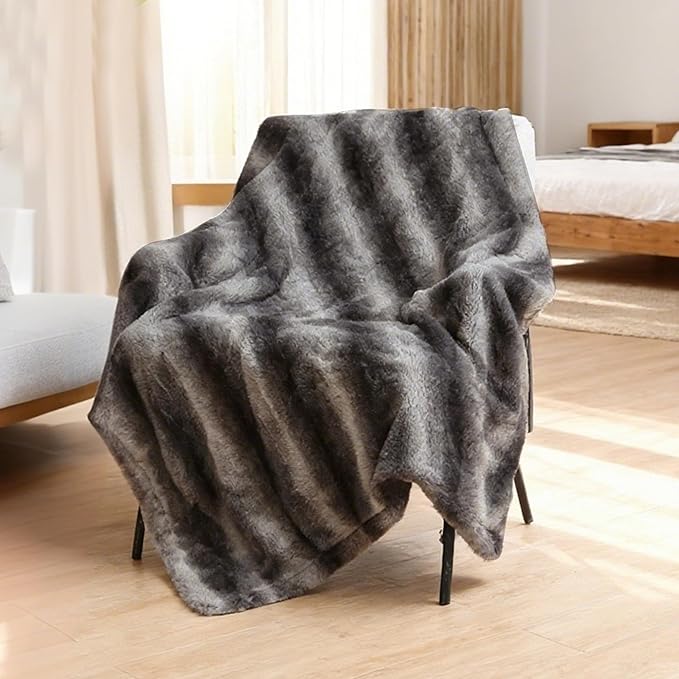 Electric Heated Blanket Throw Size 50"x60", Fast Heating Throw, Plush Faux Fur - Image 6