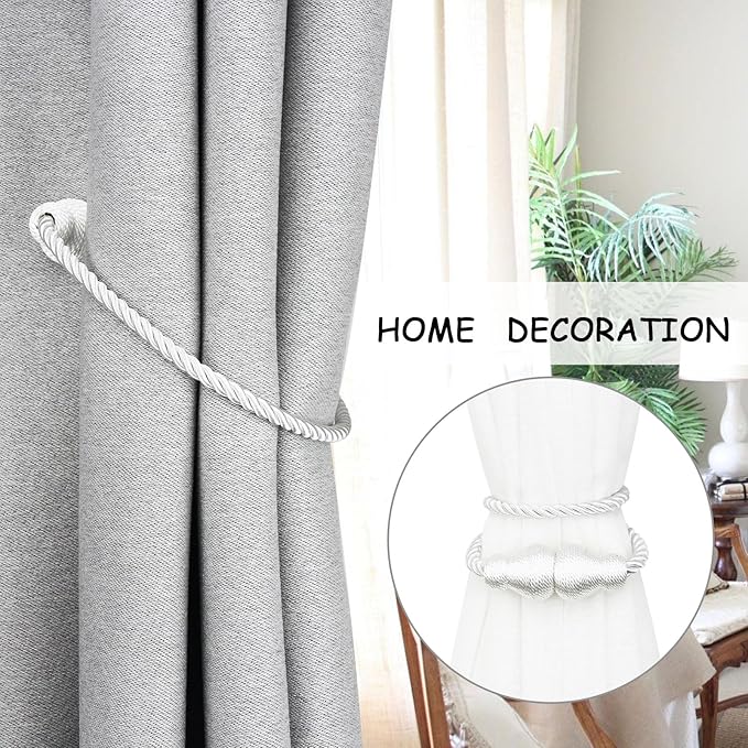 Nieffeiy Magnetic Curtain Tiebacks 2Pack Outdoor Curtain Tie Backs Rope - Image 5