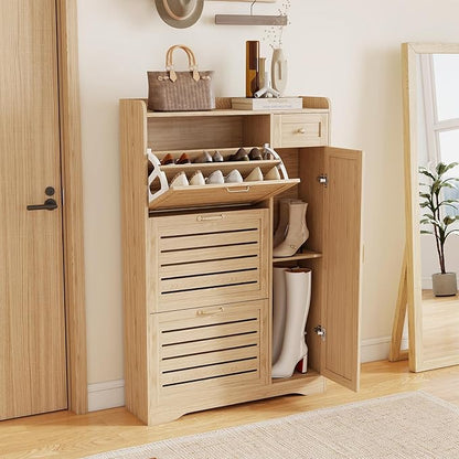 Narrow Shoe Cabinet Storage for Entryway, Hidden Shoe Rack Cabinet by GlouModFurniture