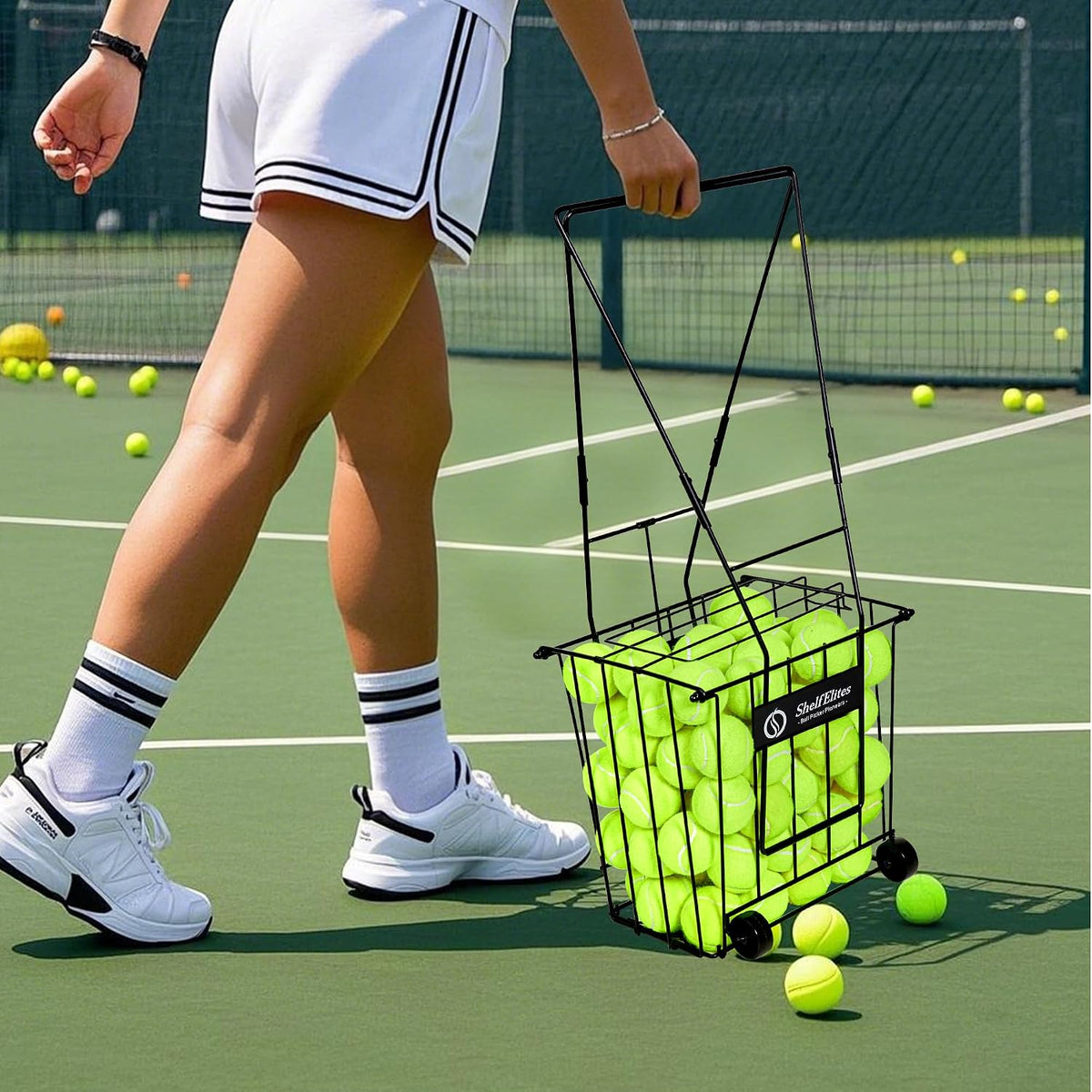 Tennis Ball Hopper, Portable Tennis Ball Holder with Handle for Court, Practi...