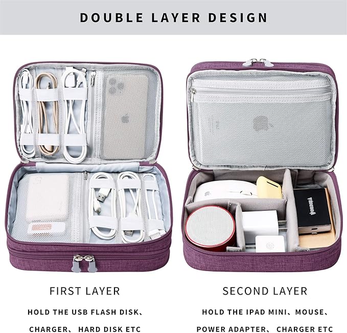 mygreen Electronics Travel Organizer Storage Bag, Double Layer Universal - Image 5