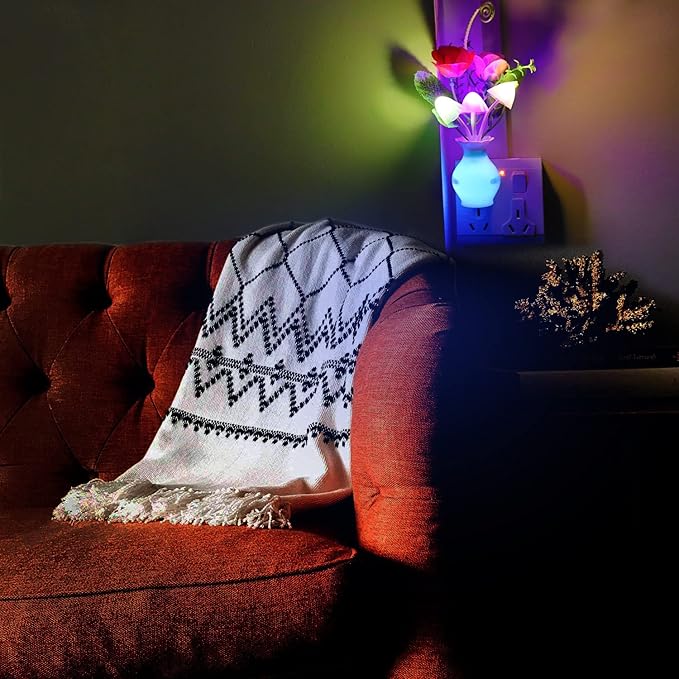 AUSAYE 3Pack Sensor Night Light Plug in Rose Flower Light, Energy Saving Lamp - Image 6