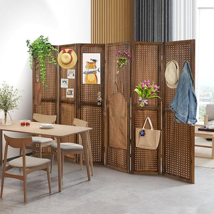 Giantex 6 Panel Pegboard Display & Room Divider, 5.6FT Folding Pegboard Stand - Image 2