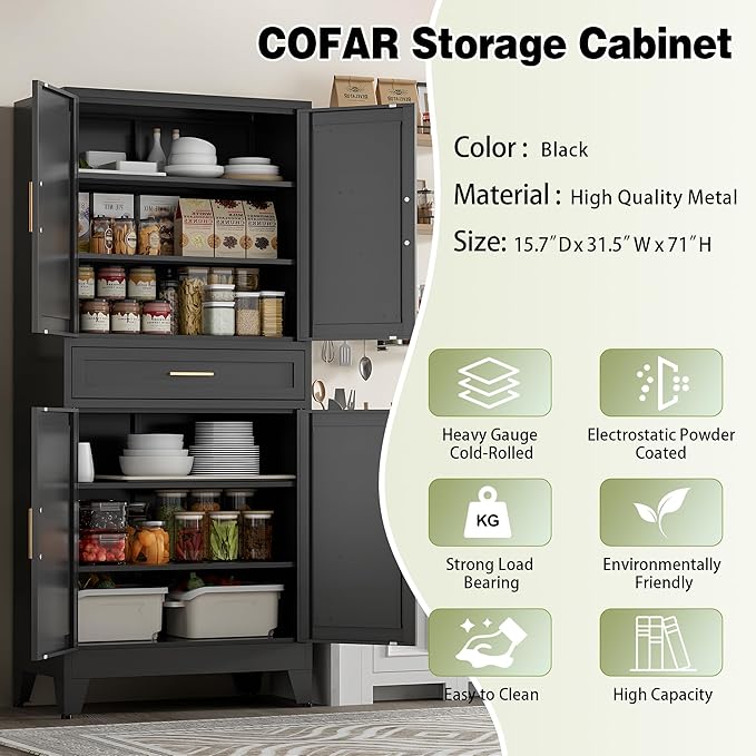 COFaR 71" Tall Metal Storage Cabinet - Image 5