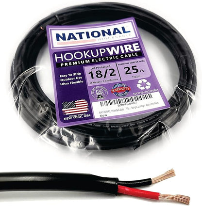 NATIONAL Wire & Cable – 18 AWG 2-Conductor Premium Copper Wire, 25 ft, Stranded by NATIONALWireCable