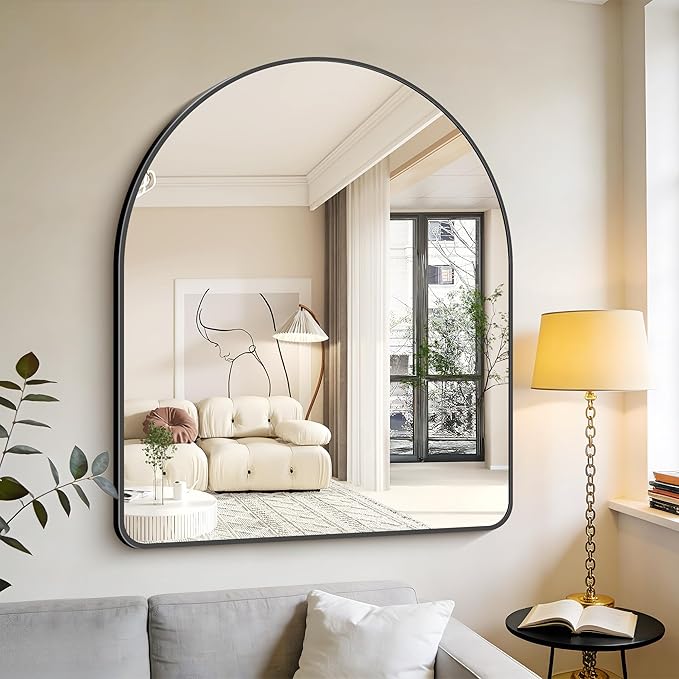 GLASHOM Arched Bathroom Mirror, Wall Mounted Mirror, Living Room, Vertically - Image 2
