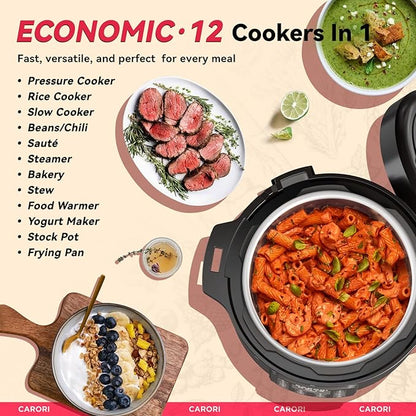 1200W 12-in-1 Electric Pressure Cooker 8Qt, Stainless Steel Pressure Cooker - Image 2