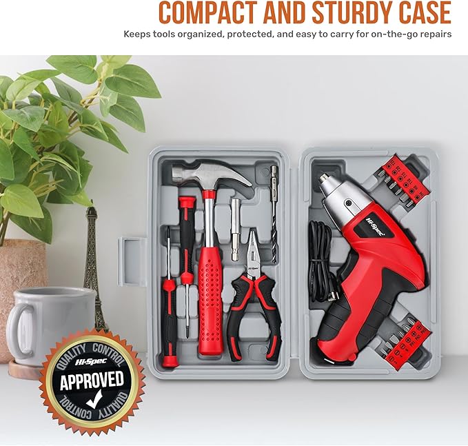 Hi-Spec 19pc 3.6V USB Small Power Screwdriver & Home DIY Tool Kit Set. Cordless - Image 7