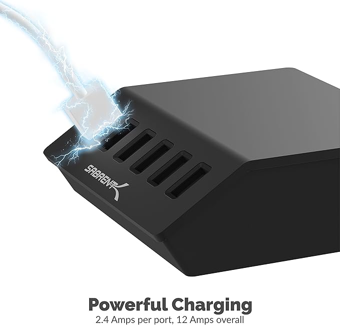 SABRENT Premium 60 Watt 6 Port Aluminum Family Sized Desktop USB Rapid Charger. - Image 5
