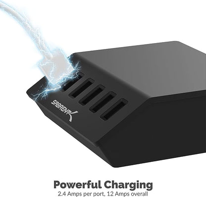 SABRENT Premium 60 Watt 6 Port Aluminum Family Sized Desktop USB Rapid Charger. - Image 5