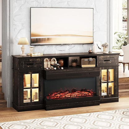 Bonnlo Fireplace TV Stand for Up to 80'' TVs, Electric Fireplace Heater - Image 7