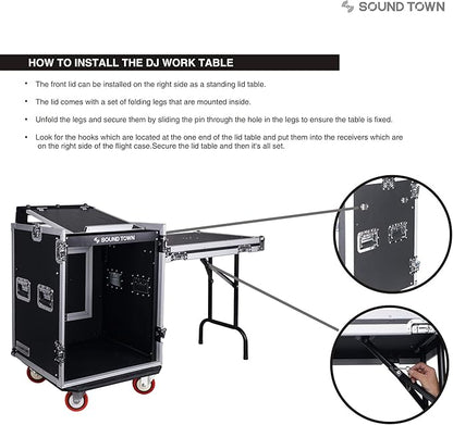 Sound Town Heavy-Duty 1/2" Plywood 14U PA DJ Rack/Road ATA Case - Image 8