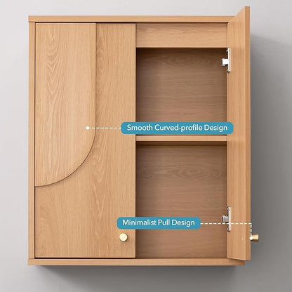 Arched Wood Medicine Cabinet for Bathroom-Mid Century Modern Wall Storage - Image 4