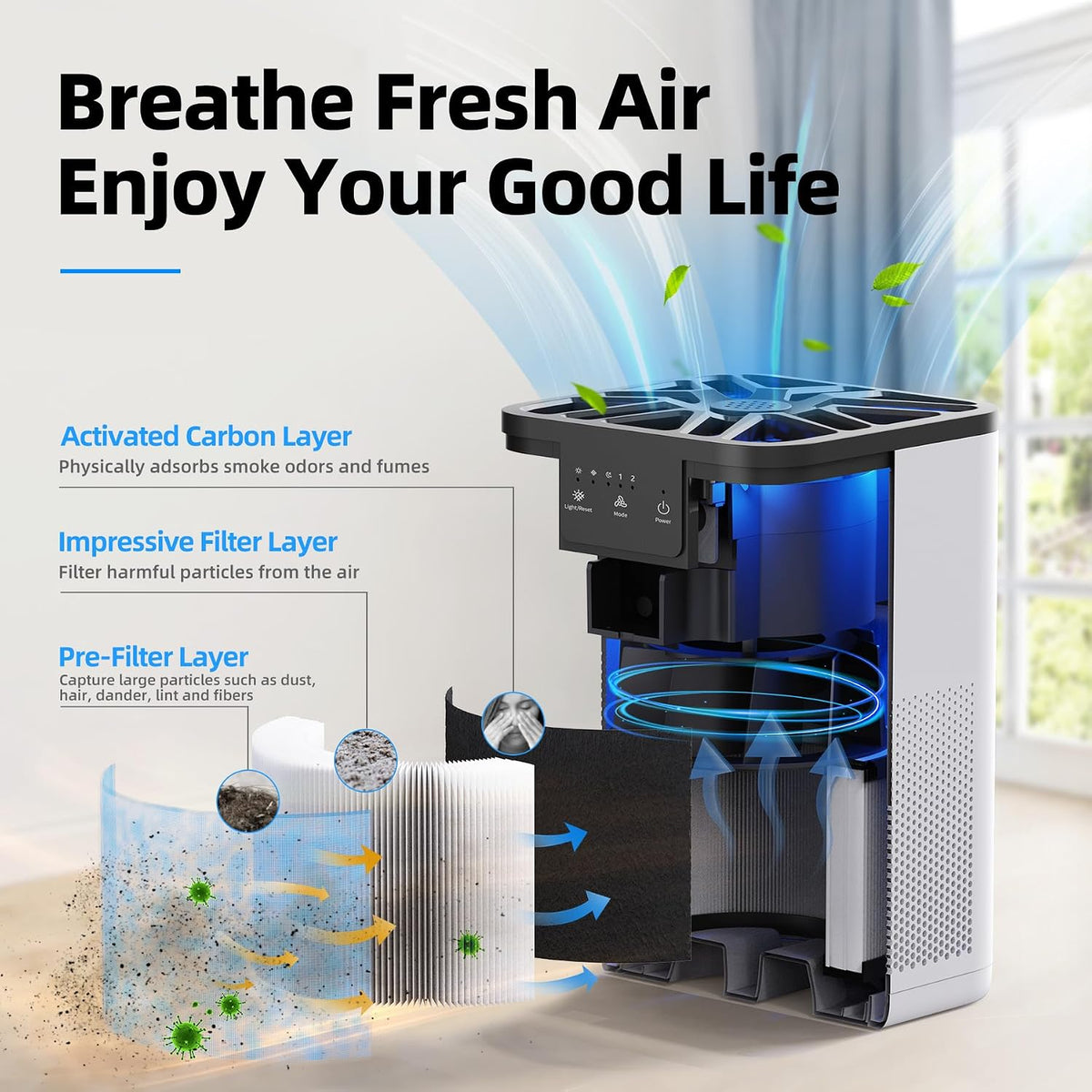 aroeve air purifiers for bedroom with aromatherapy function-mk06a(white) shown in use