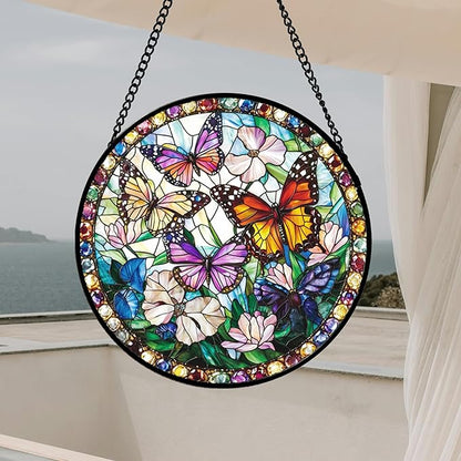 DASTOLL Stained Glass Window Hanging, Colorful Butterfly Suncatcher - Image 3