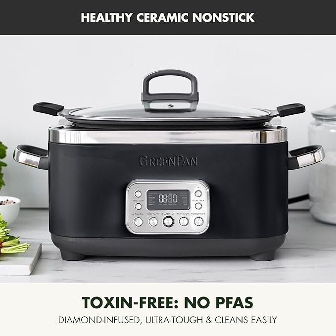 GreenPan Elite 14-in-1 Nonstick 6QT Electric Slow Cooker, PFAS-Free Ceramic - Image 2